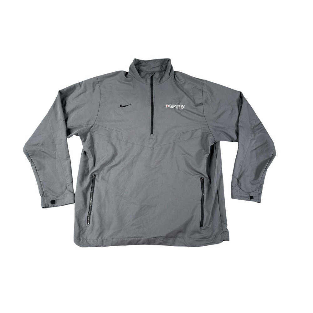 Nike Seton Jacket Mens Large Gray Quarter Zip Windbreaker NCAA Baseball Pullover